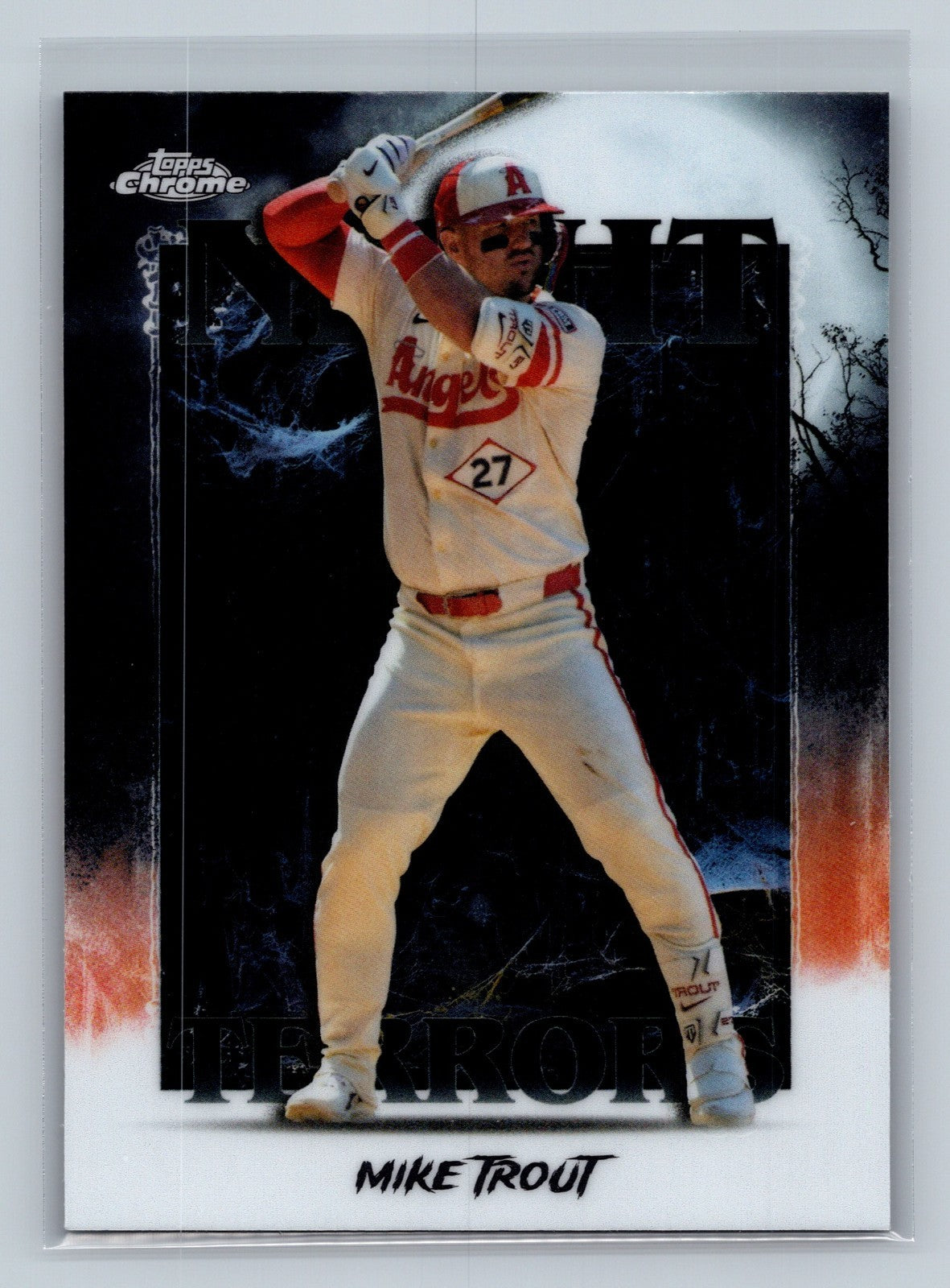 Mike Trout 2025 Topps Chrome Update Night Terrors Insert #NT-10 Angels