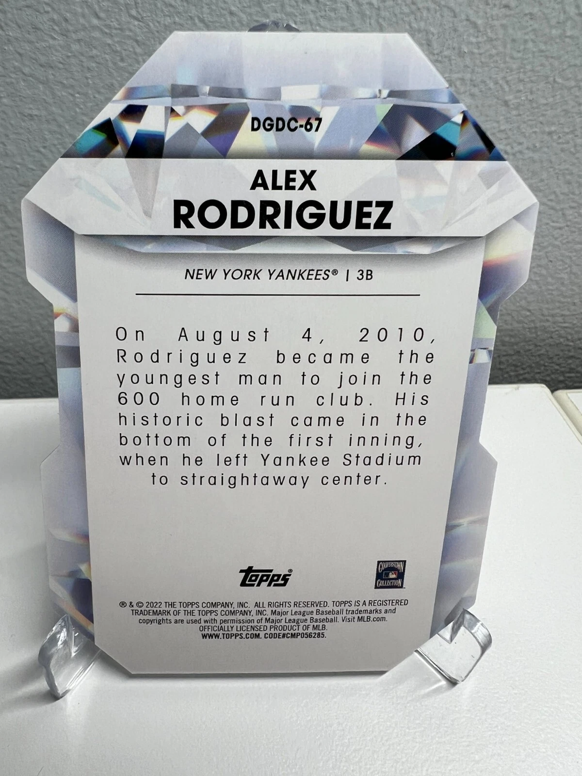Alex Rodriguez 2022 Topps Update Diamond Greats Die Cuts Card #DGDC-67 Yankees