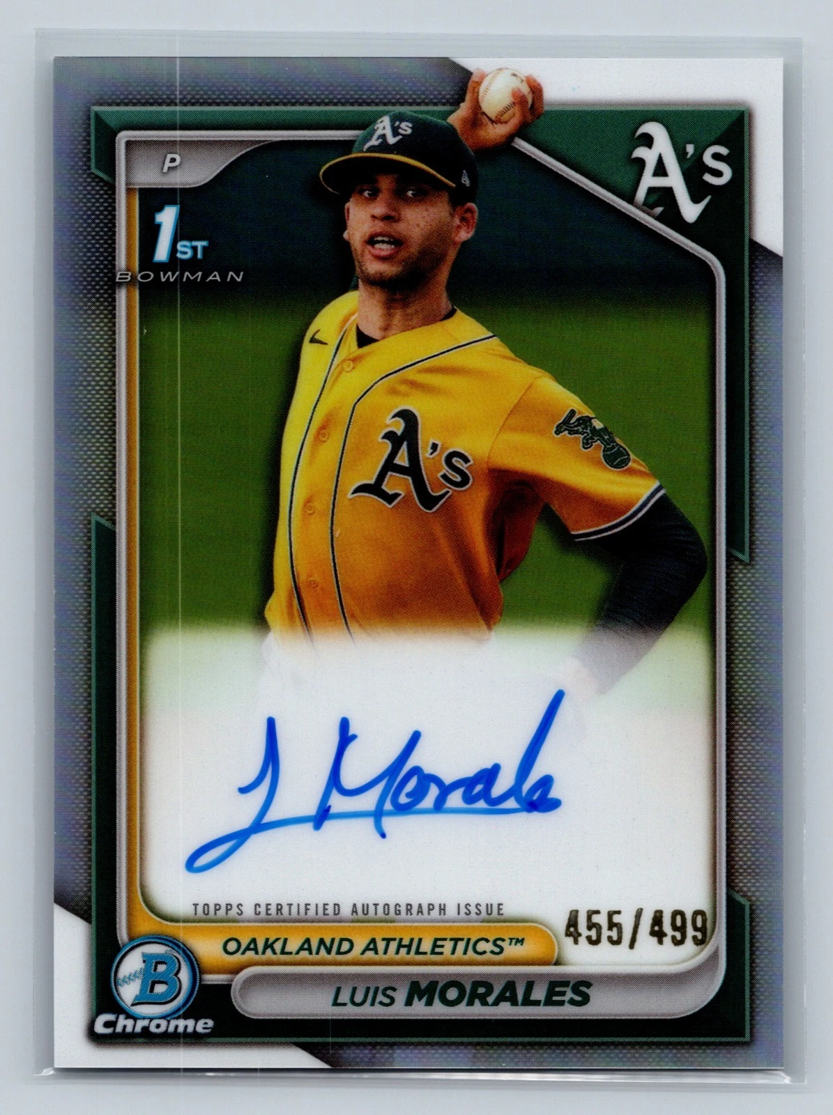 Luis Morales 2024 Bowman Draft Chrome 1st Refractor Auto /499 #CPA-LM Athletics
