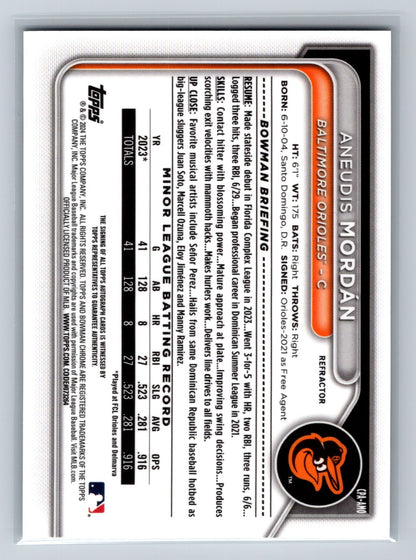 Aneudis Mordan 2024 Bowman Chrome 1st Refractor Auto /499 #CPA-AMO Orioles