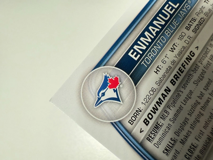 Emmanuel Bonilla 2023 Bowman Draft Paper Sky Blue /499 #BD-195 Blue Jays