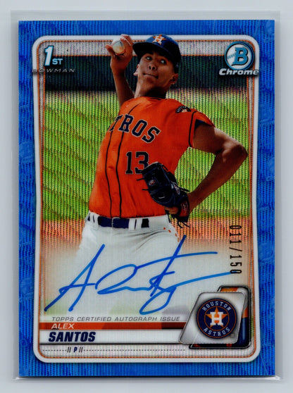 Alex Santos 2020 Bowman Draft Chrome 1st Blue Wave Refractor /150 #CDA-ASAN