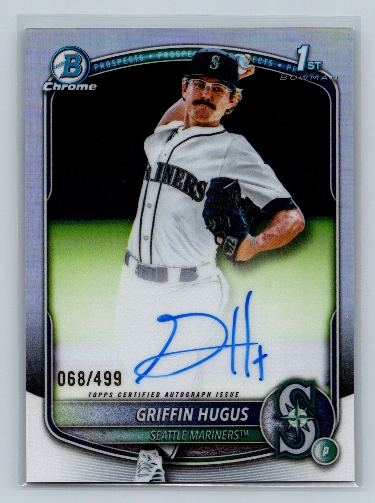 Griffin Hugus 2025 Bowman Chrome 1st Refractor Auto /499 #CPA-GH Mariners