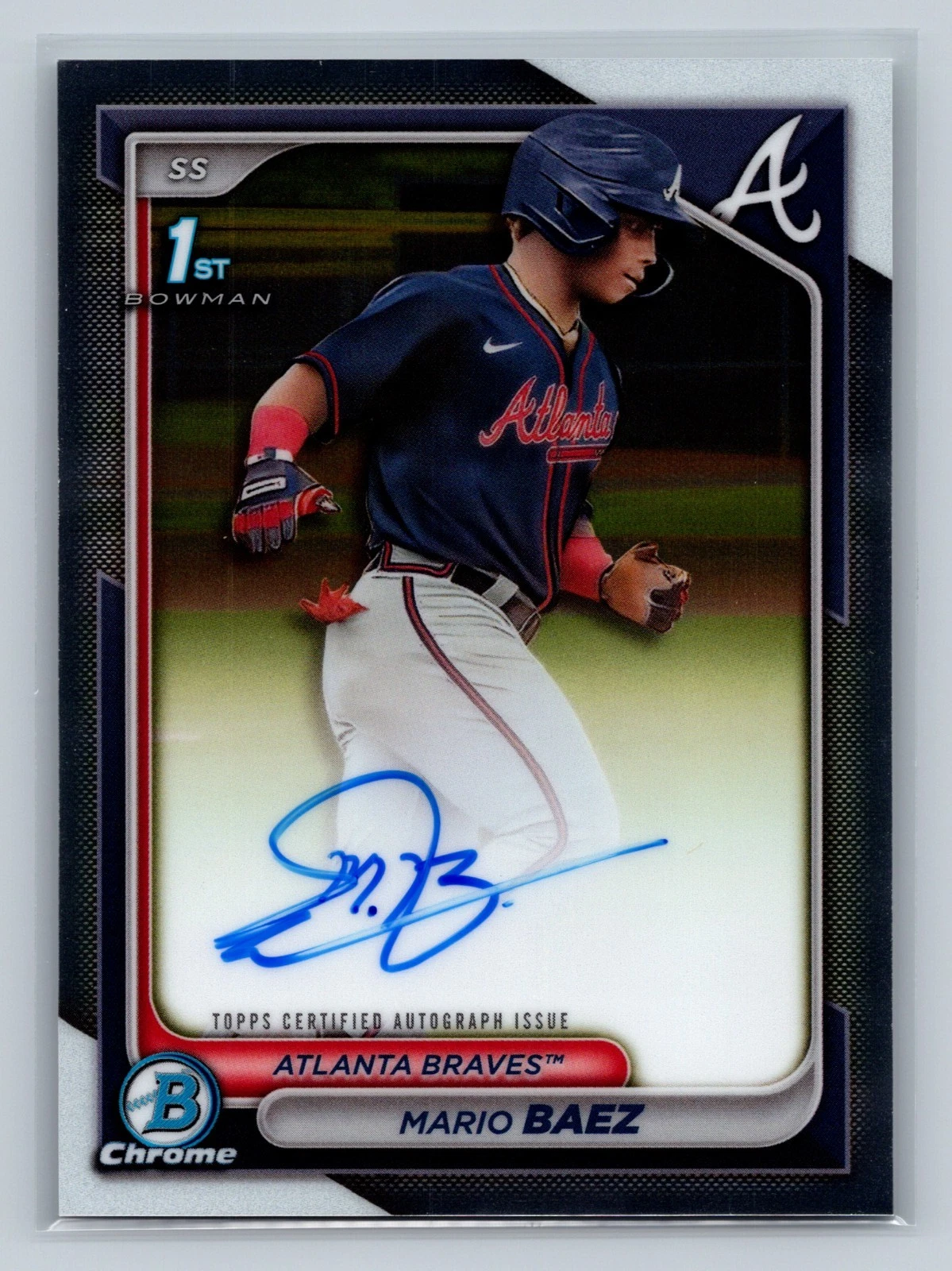 Mario Baez 2024 Bowman Chrome 1st Auto #CPA-MB Braves