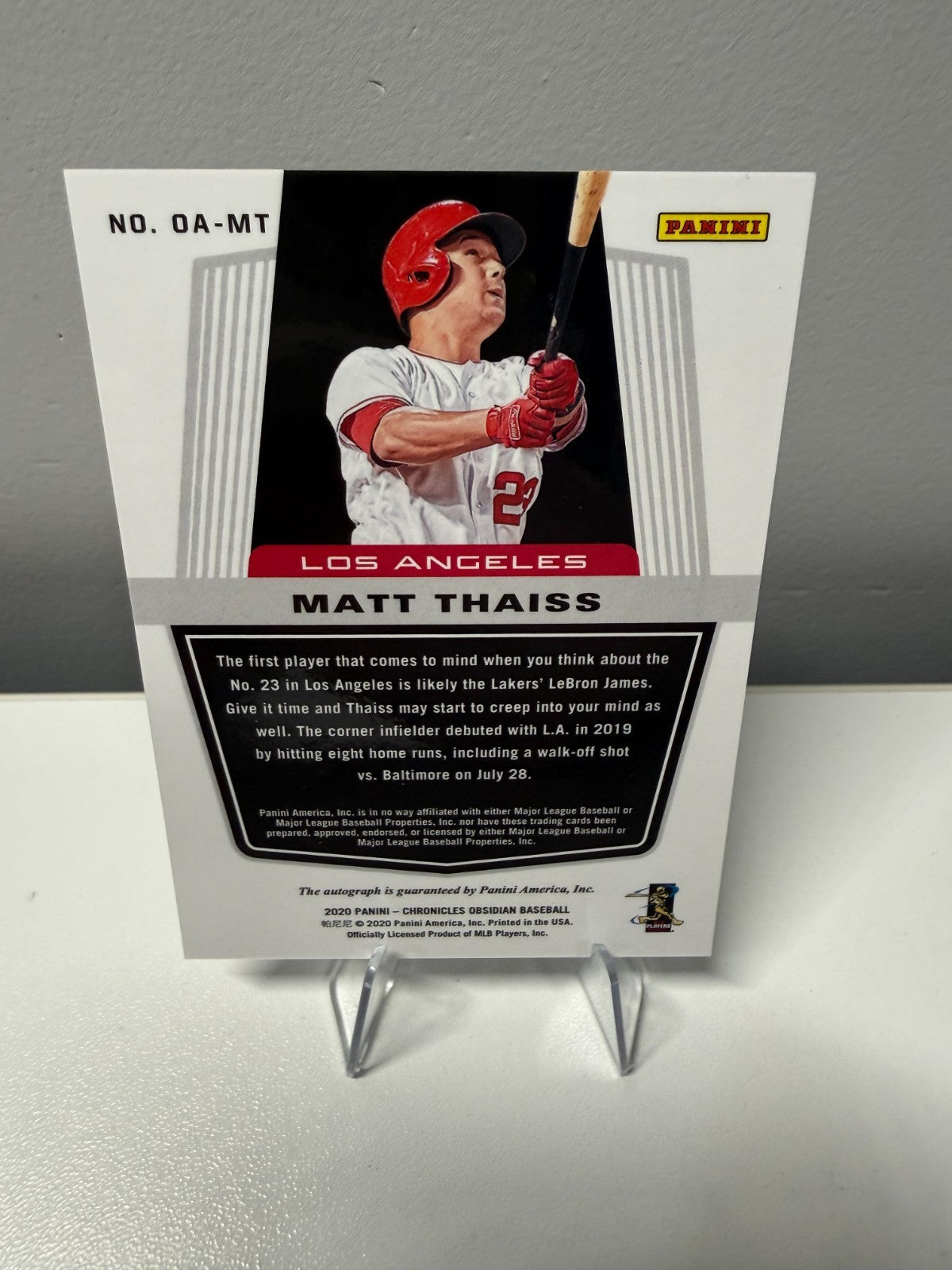 Matt Thaiss 2020 Panini Chronicles Obsidian Auto RC #OA-MT Angels