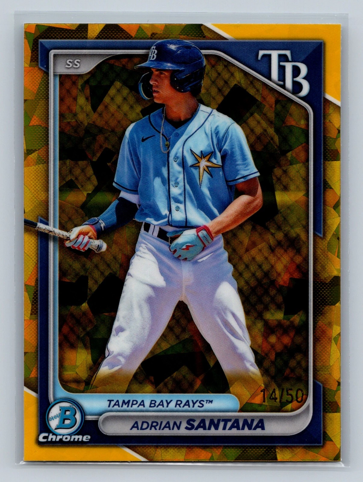 Adrian Santana 2024 Bowman Chrome Prospects Gold Sapphire Refractor /50 #BCP-61