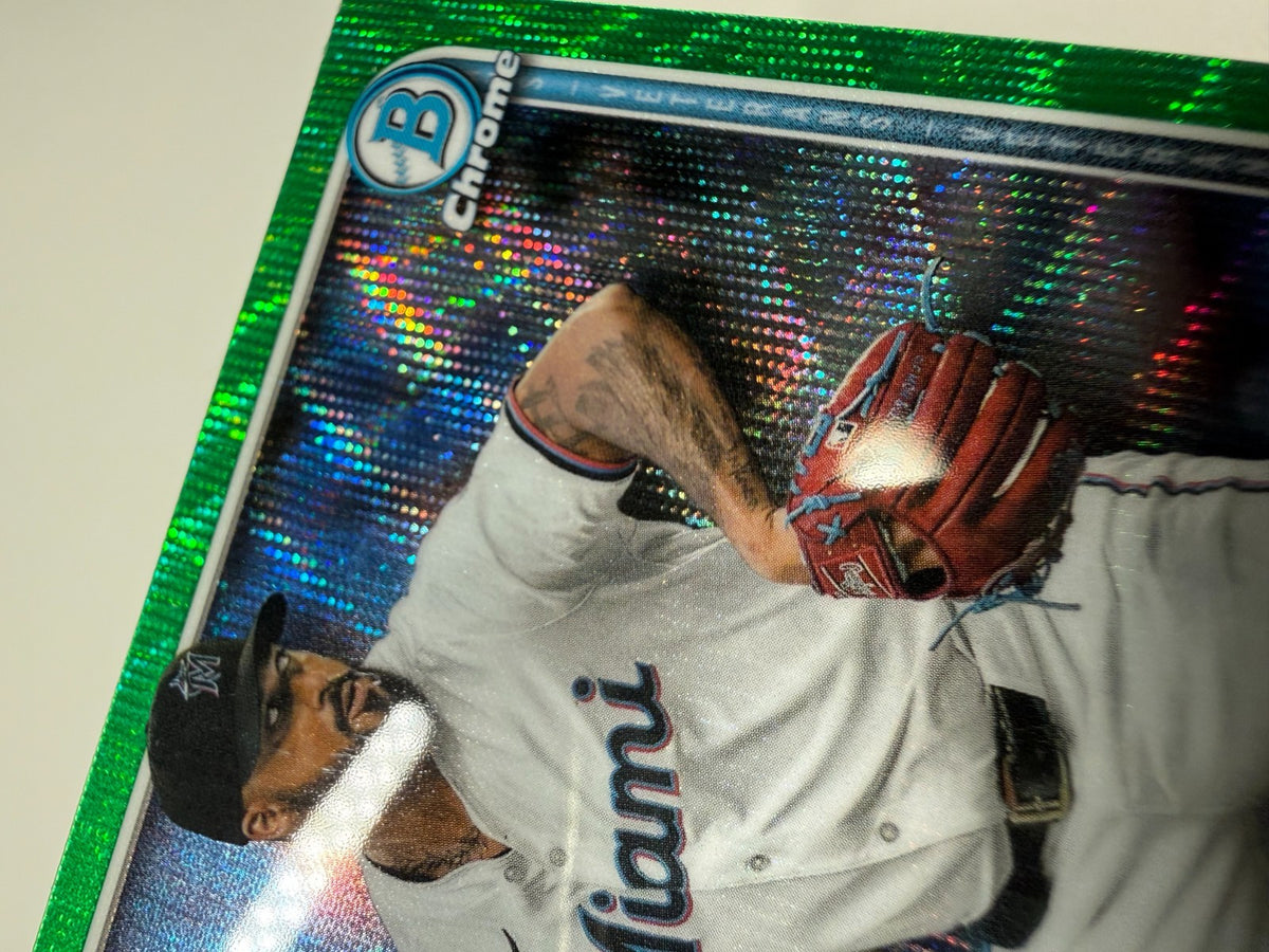 Sandy Alcantara 2025 Bowman Chrome Green Wave Refractor /99 #48 Marlins