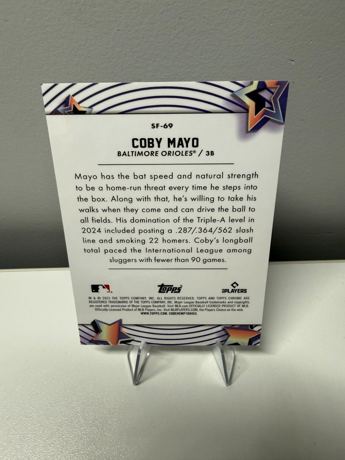 Coby Mayo 2025 Topps Cosmic Chrome Starfractor RC #SF-69 Orioles