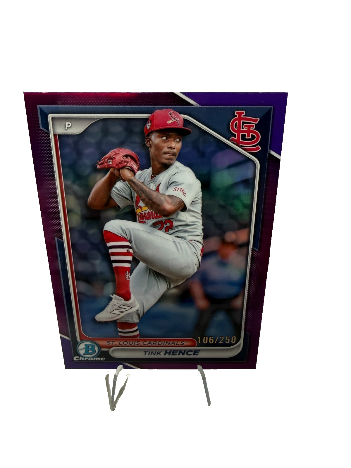 Tink Hence 2024 Bowman Draft Chrome Purple Refractor /250 #BDC-43 Cardinals