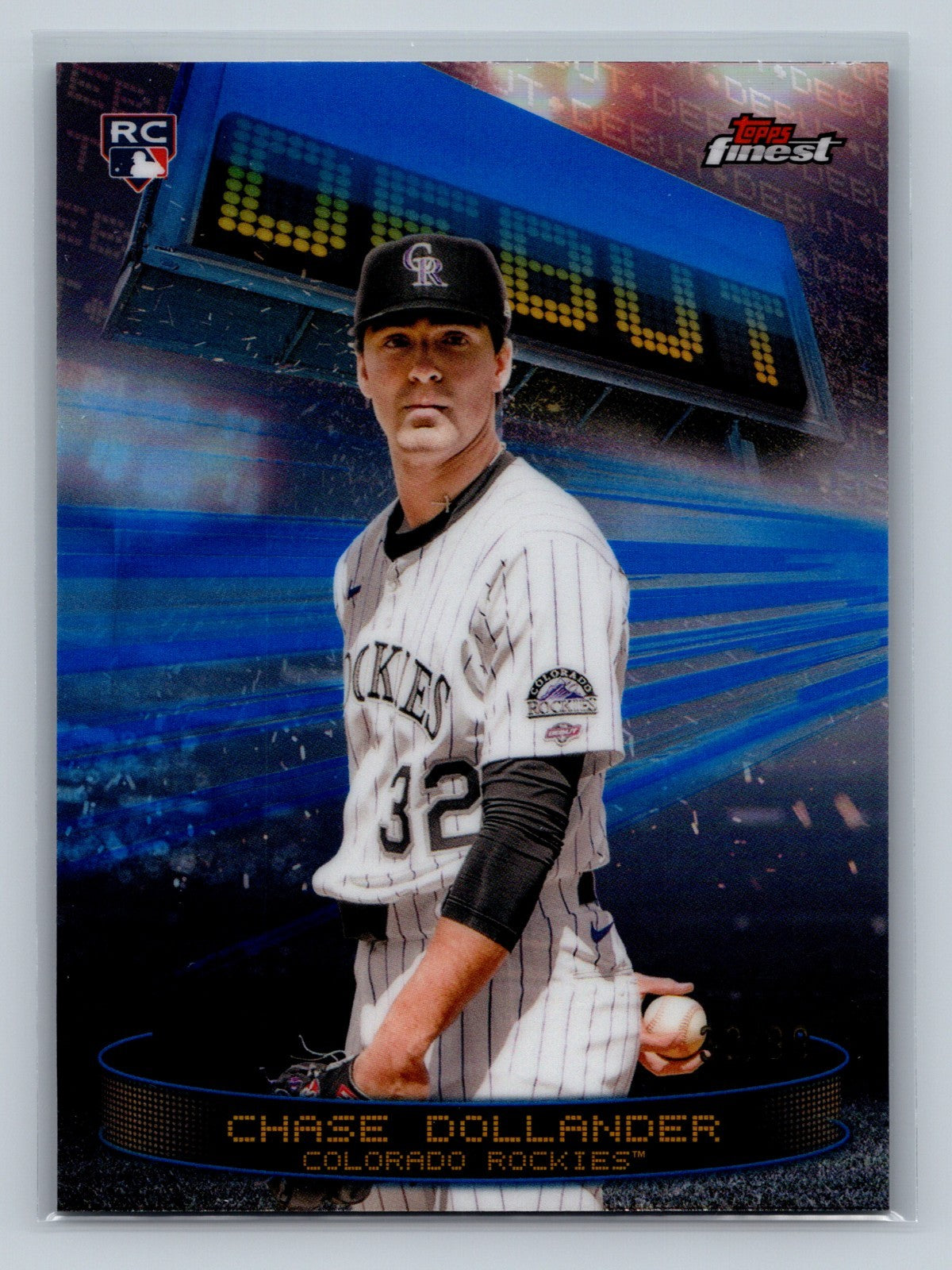 Chase Dollander 2025 Topps Finest Debut Blue Refractor RC #D-27 Rockies