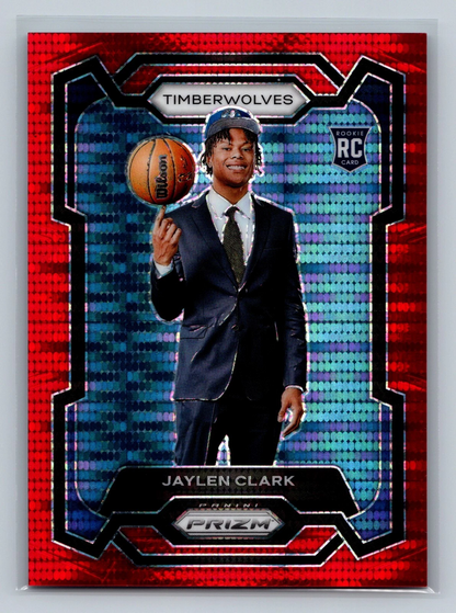 Jaylen Clark 2023-24 Panini Prizm Red Pulsar Prizm RC /299 #166 Timberwolves