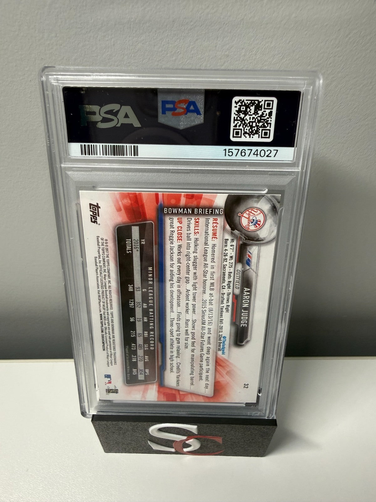 Aaron Judge 2017 Bowman RC #32 PSA 9 Mint