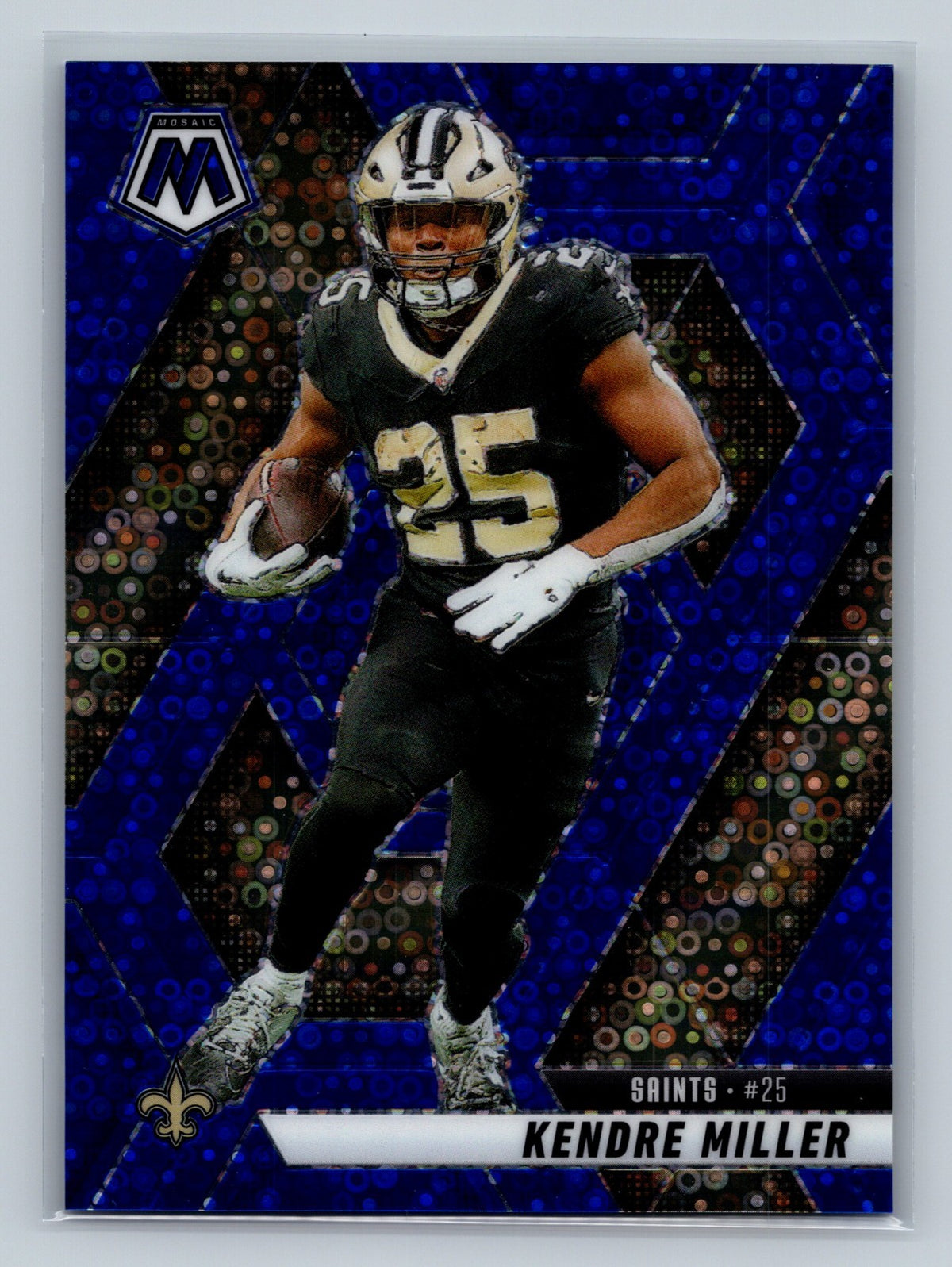 Kendre Miller 2025 Panini Mosaic Blue Mosaic Prizm /99 #124 Saints