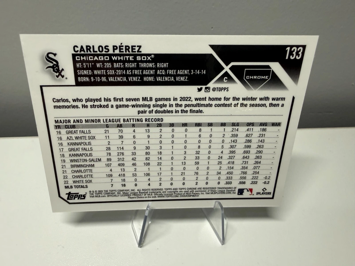 Carlos Perez 2023 Topps Chrome Aqua Refractor RC /199 #133 White Sox