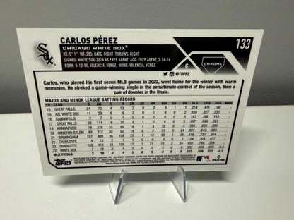 Carlos Perez 2023 Topps Chrome Aqua Refractor RC /199 #133 White Sox