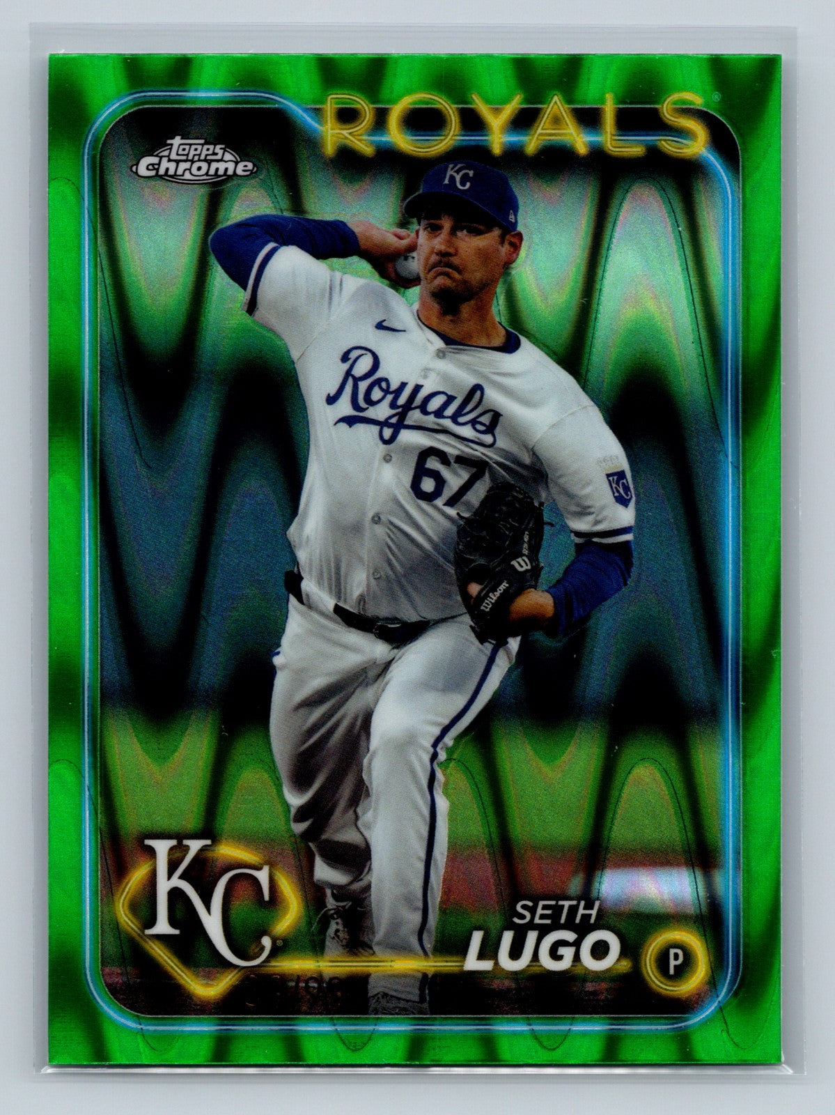 Seth Lugo 2024 Topps Chrome Green RayWave Refractor /99 #181 Royals