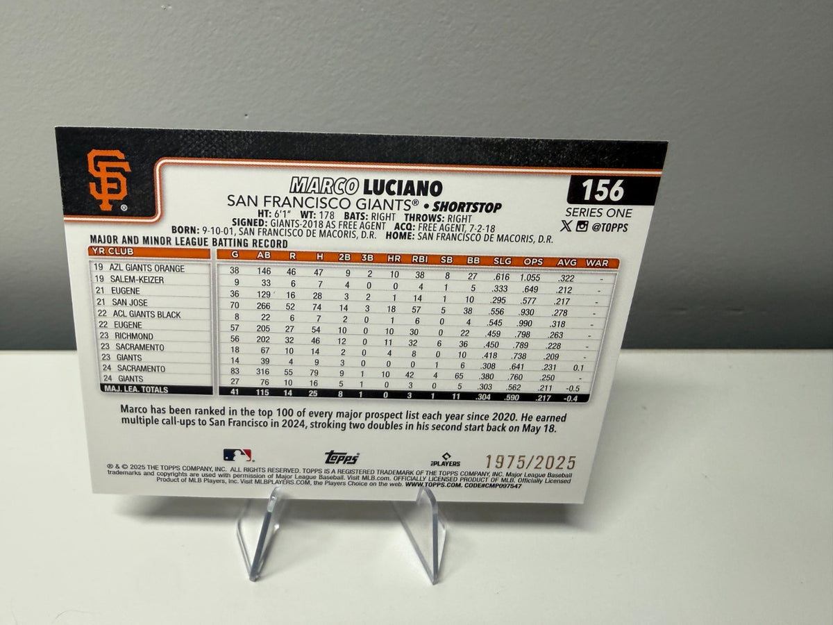 Marco Luciano 2025 Topps Series 1 Gold /2025 #156 Giants