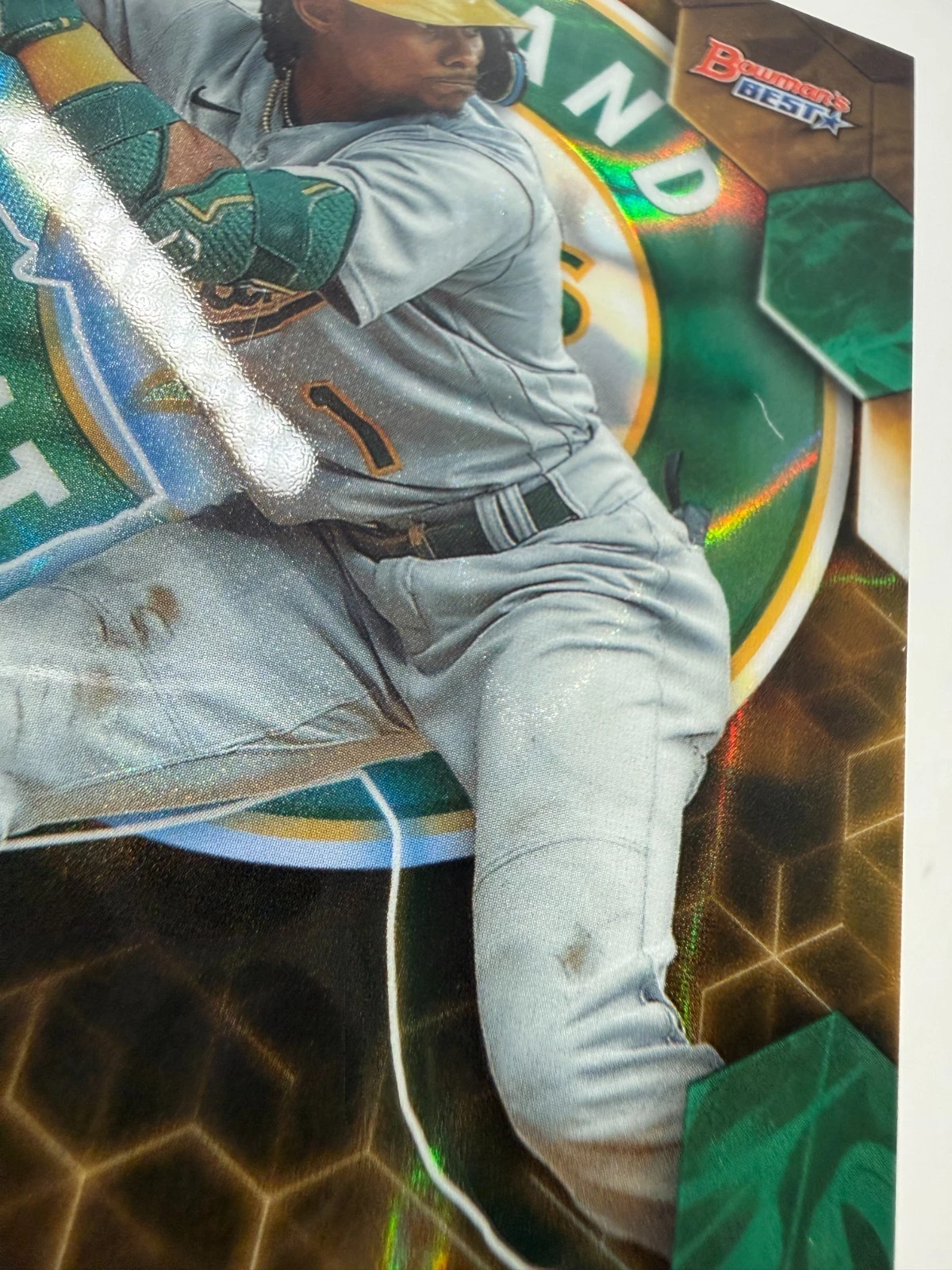 Esteury Ruiz 2023 Bowman's Best Gold Lava Refractor RC /75 #14 Athletics