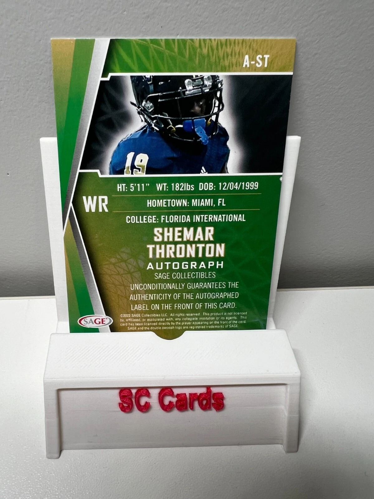 Shemar Thronton 2022 Sage Collectibles Auto #A-ST