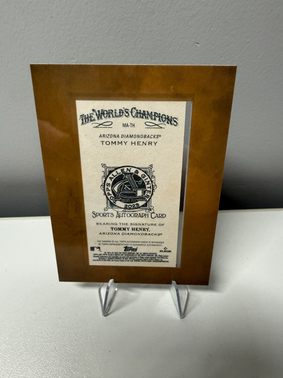 Tommy Henry 2023 Topps Allen & Ginter Framed Mini Auto RC #MA-TH Diamondbacks