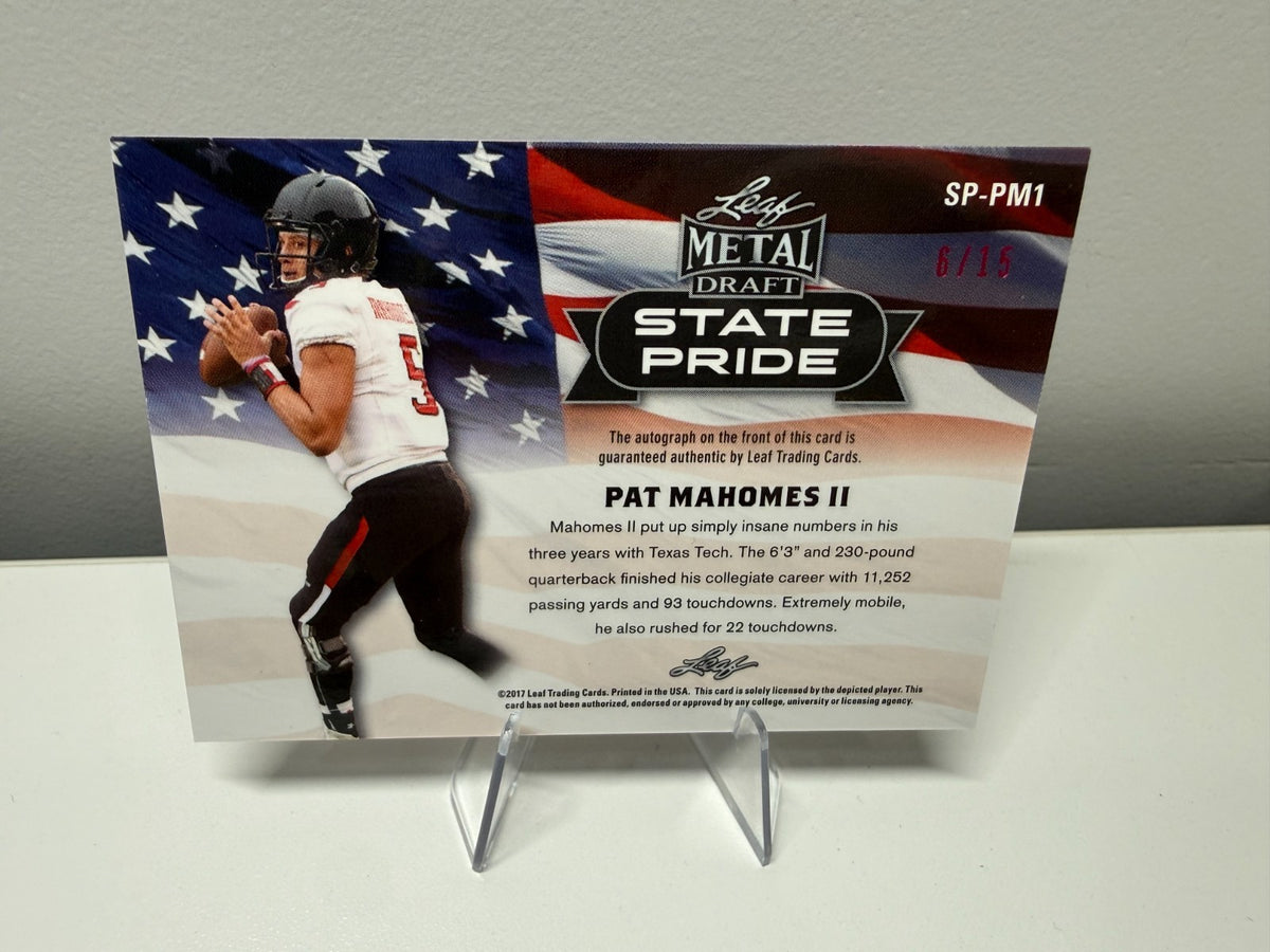 Patrick Mahomes II 2017 Leaf Metal Draft State Pride Pink Auto /15 #SP-PM1