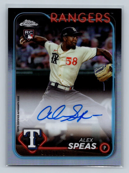 Alex Speas 2024 Topps Chrome Refractor Auto RC /499 #RA-ASP Rangers