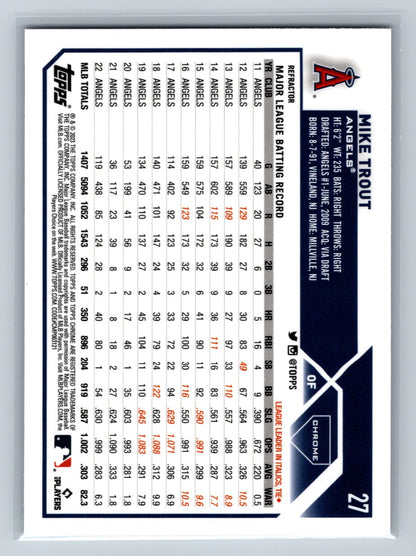 Mike Trout 2023 Topps Chrome Refractor #27 Angels
