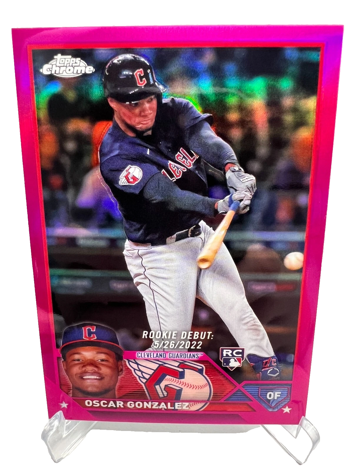 Oscar Gonzalez 2023 Topps Chrome Update Debut Pink Refractor RC /399 #USC47