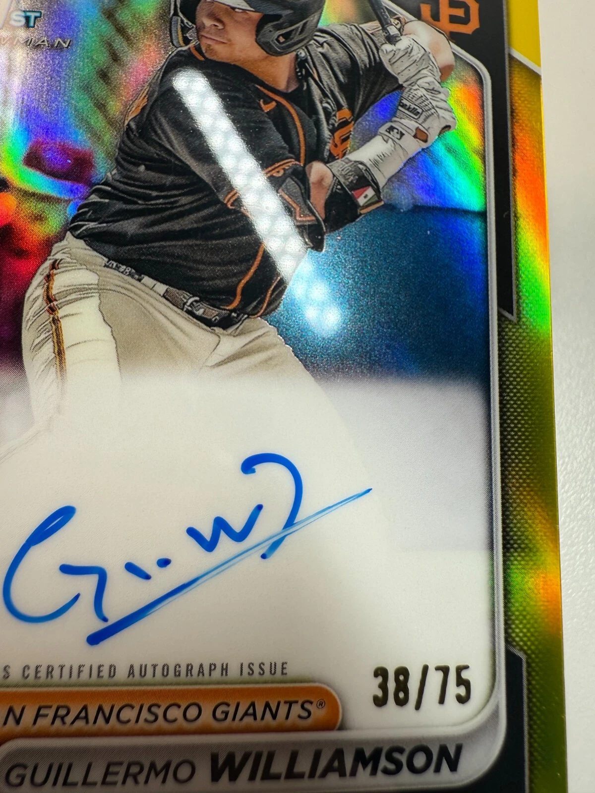 Guillermo Williamson 2024 Bowman Chrome 1st Yellow Refractor Auto /75 #CPA-GWI