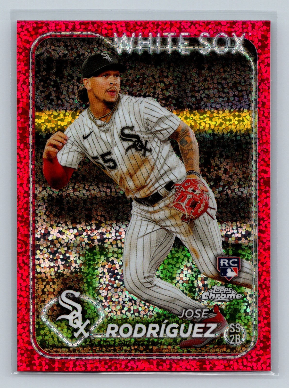Jose Rodriguez 2024 Topps Chrome Magenta Speckle Refractor RC /350 #11 White Sox