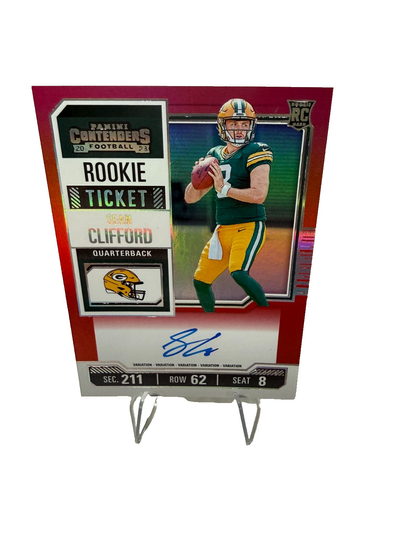 Sean Clifford 2023 Panini Contenders Rookie Ticket Red RC Auto #132 Packers