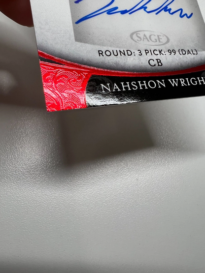 Nahshon Wright 2021 Sage Aspire Red Auto RC #ASP-144 Cowboys