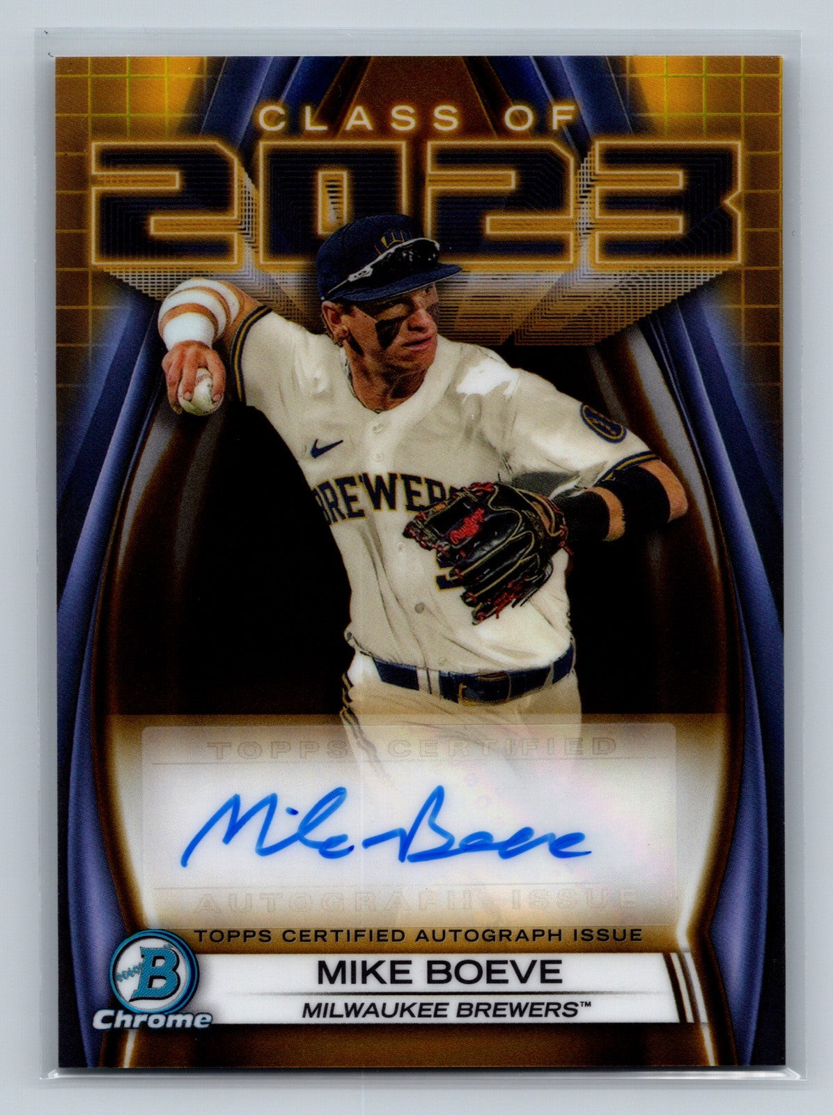 Mike Boeve 2023 Bowman Chrome Class of 2023 Gold Refractor Auto /50 #23A-MB
