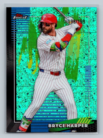 Bryce Harper 2026 Topps Finest Common Aqua Mini Diamond Refractor /199 #73