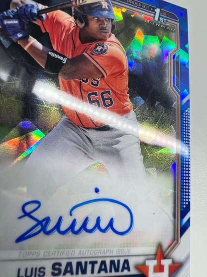 Luis Santana 2021 Bowman Chrome 1st Sapphire Edition Auto #BSPA-LS Astros