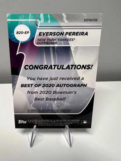 Everson Pereira 2020 Bowman's Best Best of 2020 Refractor Auto #B20-EP Yankees