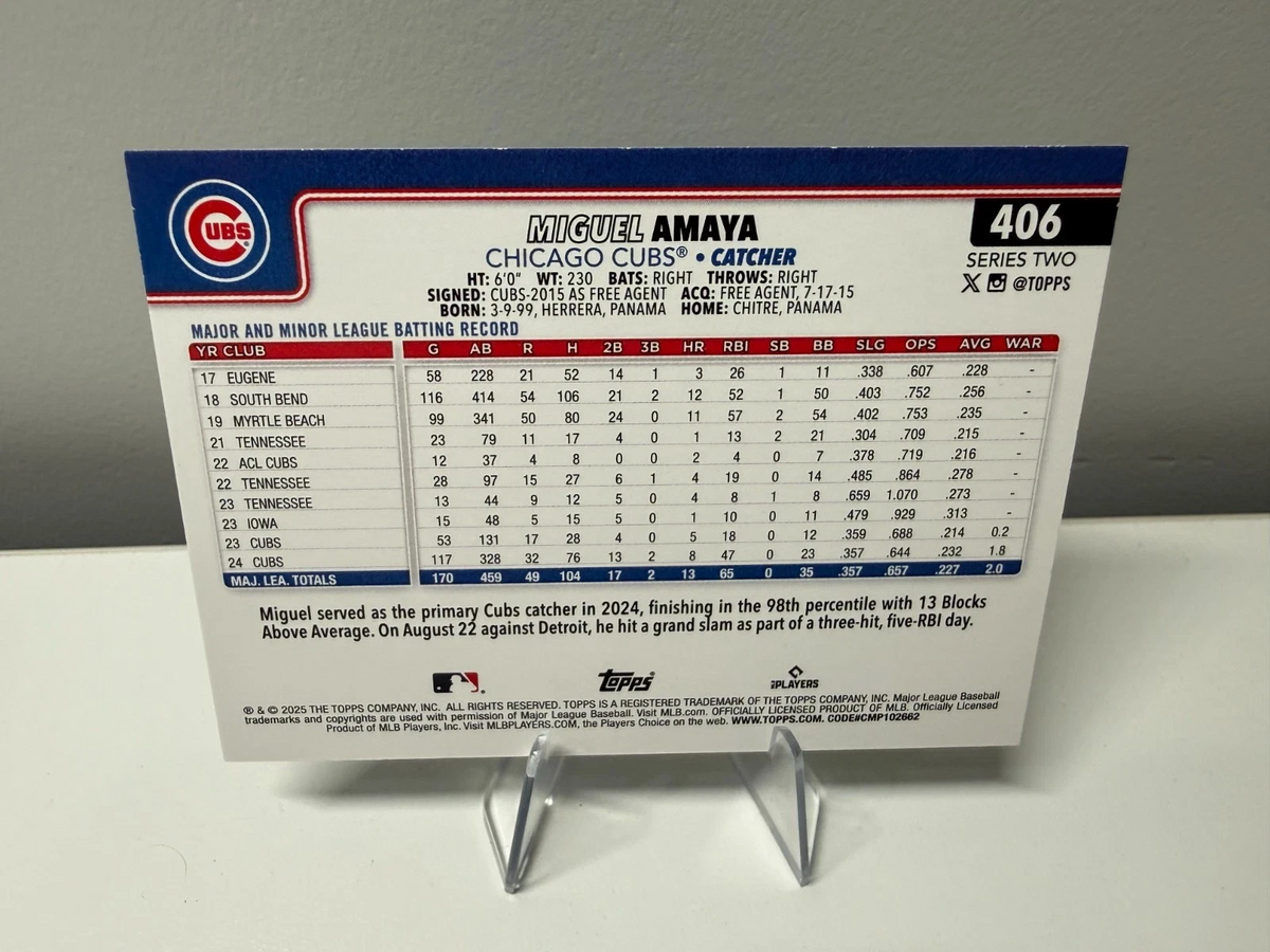 Miguel Amaya 2025 Topps Series 2 Aqua Rainbow Foil #406 Cubs