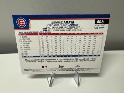Miguel Amaya 2025 Topps Series 2 Aqua Rainbow Foil #406 Cubs