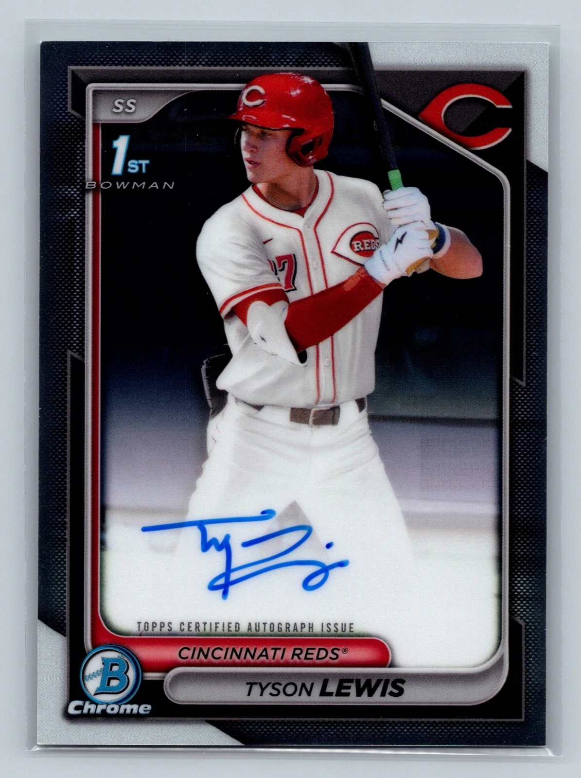 Tyson Lewis 2024 Bowman Draft Chrome 1st Auto #CPA-TL Reds