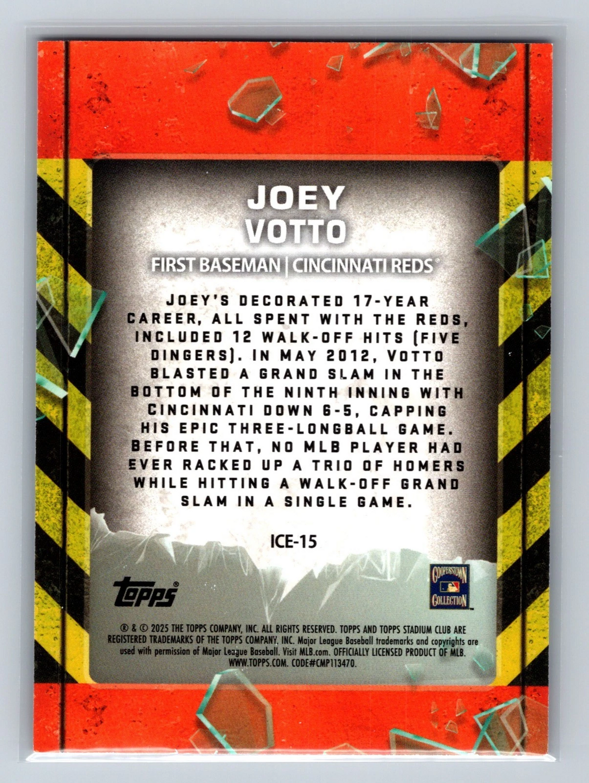 Joey Votto 2025 Topps Stadium Club In Case of Emergency Gold /50 #ICE-15 Reds