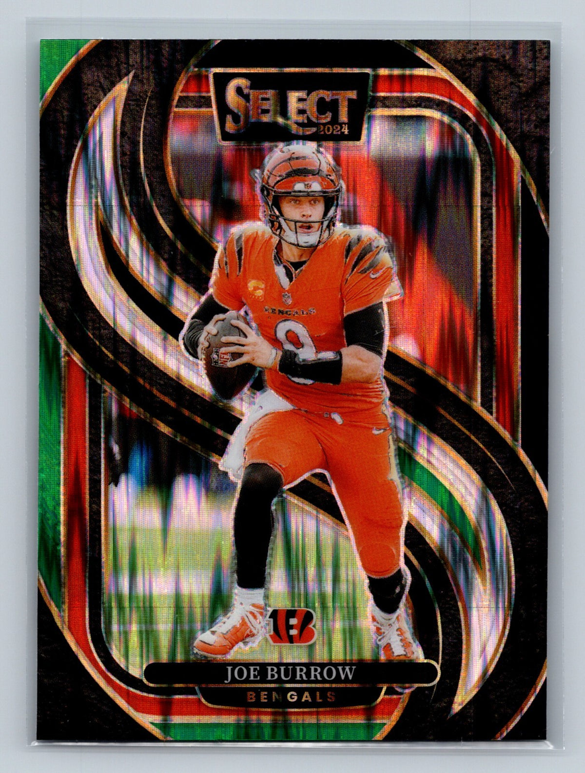 Joe Burrow 2024 Panini Select Premier Level Black & Green Shock Prizm #127