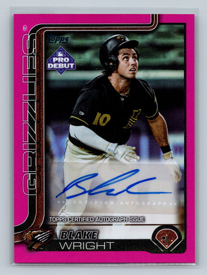 Blake Wright 2025 Topps Pro Debut Fuchsia Foil Auto /199 #PD-145 Rockies