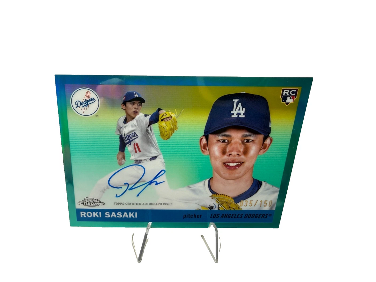 Roki Sasaki 2025 Topps Chrome Platinum Anniversary Aqua Refractor Auto RC /150