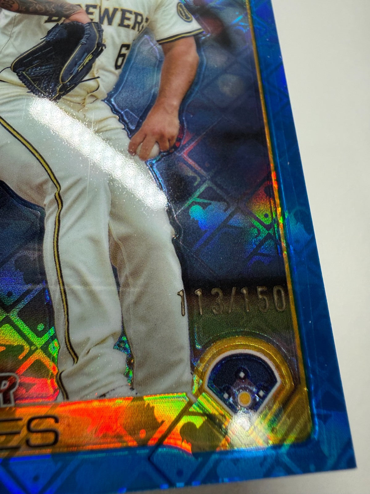 Nestor Cortes 2025 Topps Chrome Blue Logofractor /150 #22 Brewers