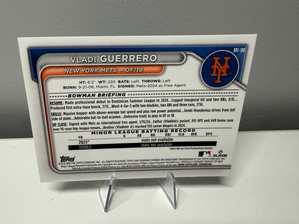 Vladi Guerrero 2024 Bowman Draft Chrome Purple Refractor /250 #BDC-190 Mets