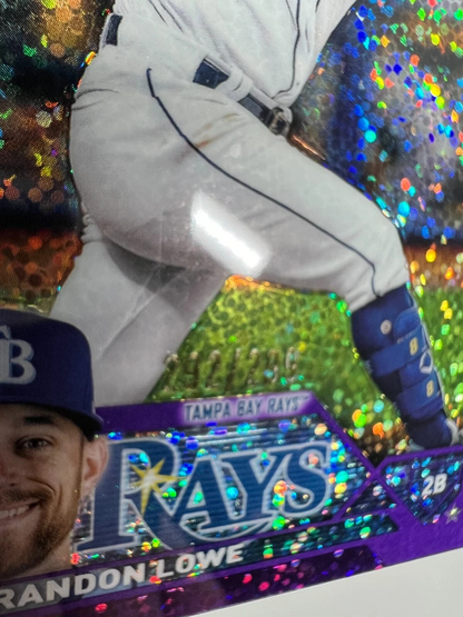 Brandon Lowe 2023 Topps Chrome Purple Speckle Refractors /299 #208 Rays