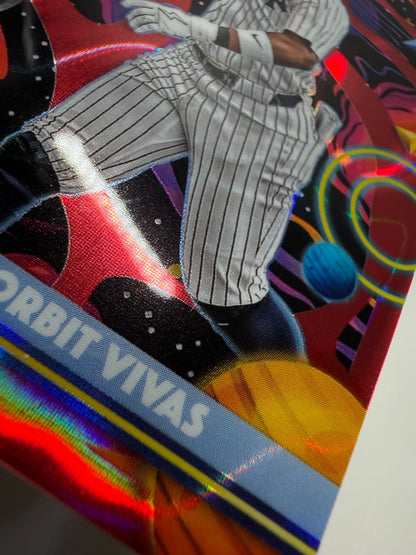 Jorbit Vivas 2025 Topps Chrome Cosmic Red Flare Refractor RC /5 #92 Yankees