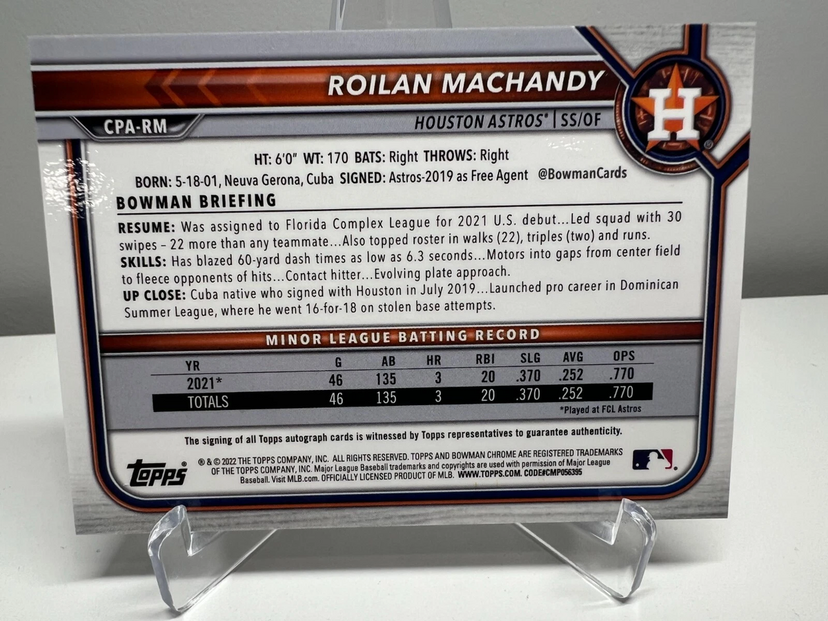 Roilan Machandy 2022 Bowman Chrome 1st Atomic Refractor Auto /100 #CPA-RM Astros