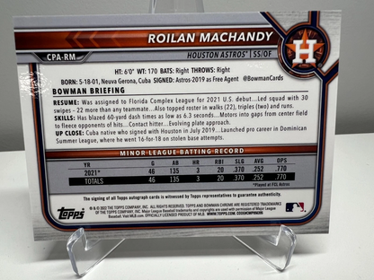Roilan Machandy 2022 Bowman Chrome 1st Atomic Refractor Auto /100 #CPA-RM Astros