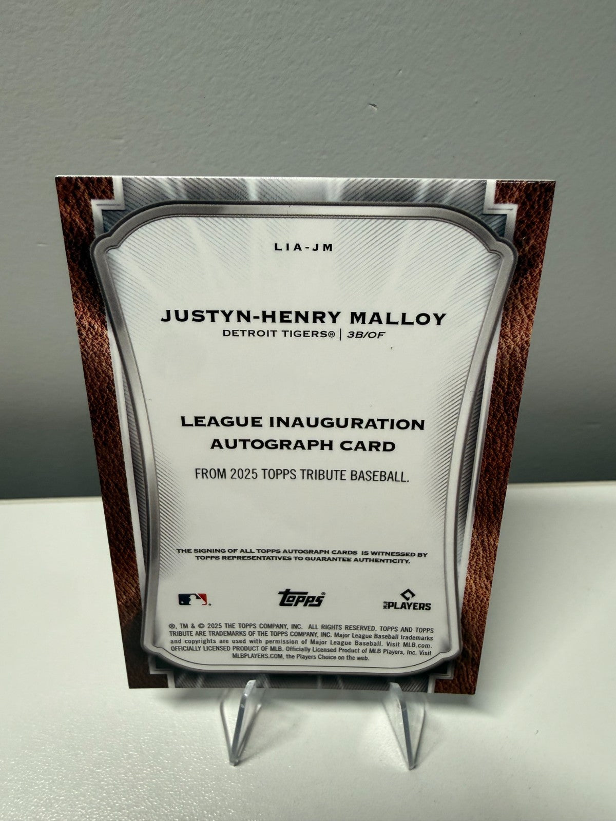 Justyn-Henry Malloy 2025 Topps Tribute League Inauguration Orange Auto RC /25